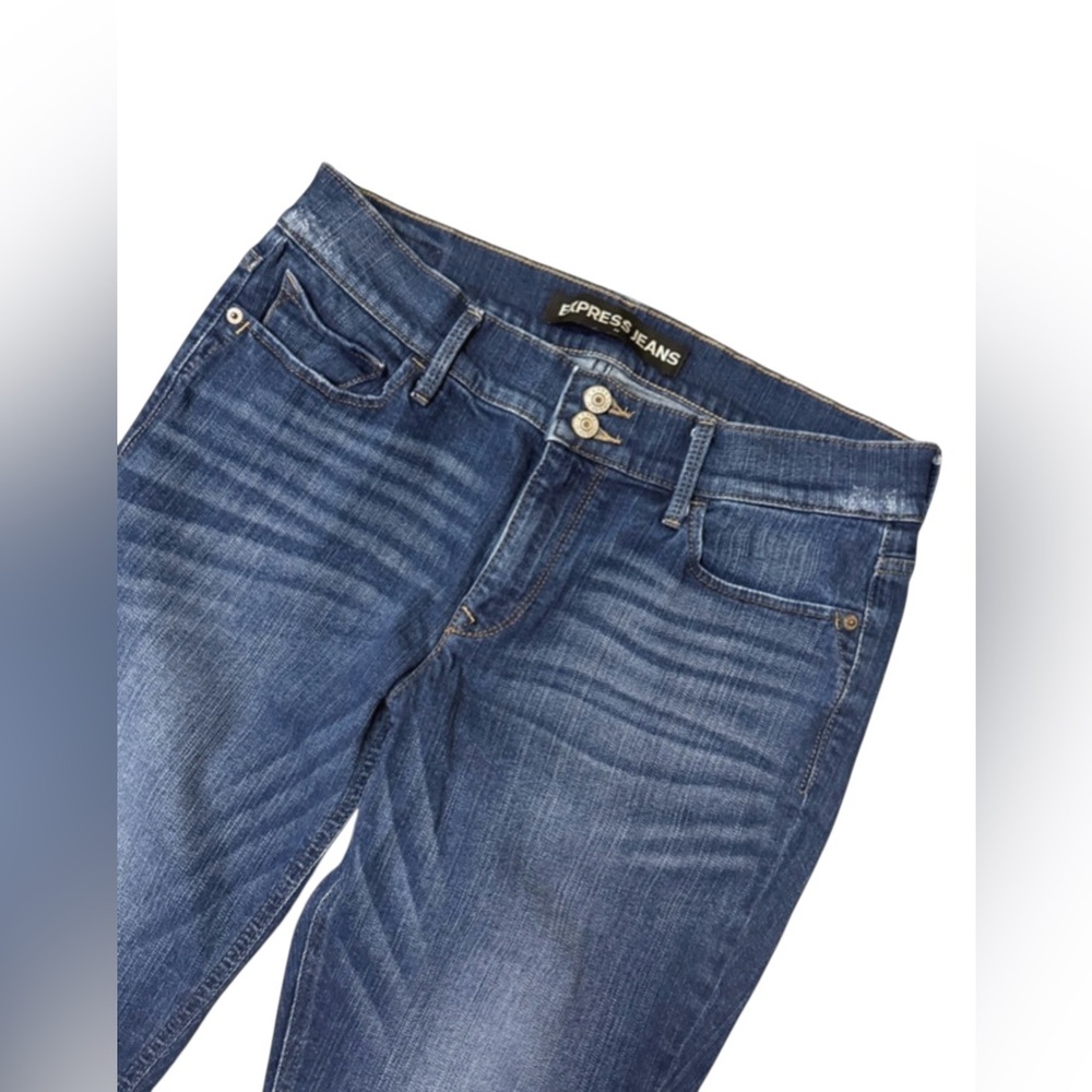 Express Cropped Legging Jeans Size 12 Mid Rise Blue Denim - Picture 6 of 7